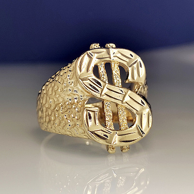 Dollar Sign Zinc Alloy Finger Rings for Men FS-WG78023-05-1