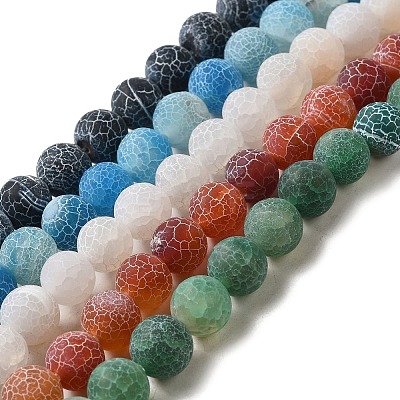 Natural & Dyed Crackle Agate Bead Strands G-T056-10mm-M-1
