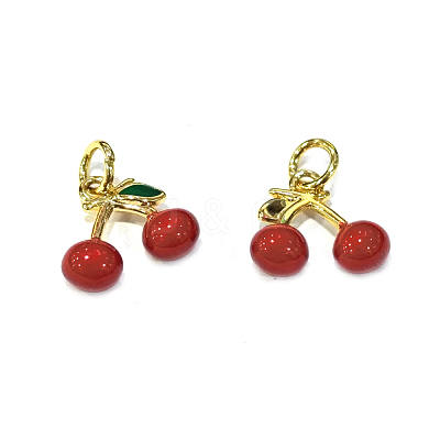 Brass Enamel Charms KK-B026-13G-1