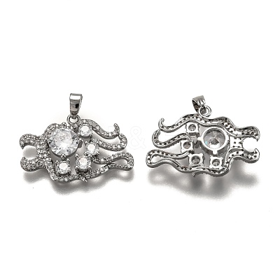 Brass Clear Cubic Zirconia Constellation Charms KK-J278-33P-B-1