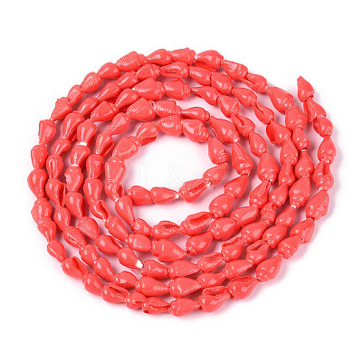 Spray Painted Natural Spiral Shell Beads Strands X1-BSHE-G039-08F-1