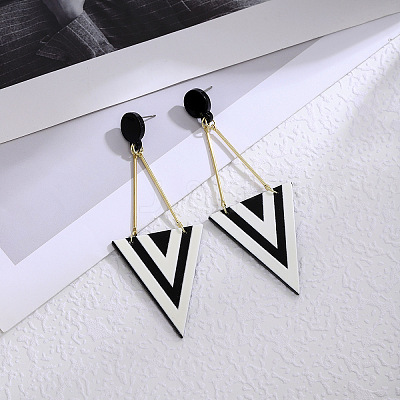 Acrylic Stripe Dangle Stud Earrings FS-WG5637F-01-1
