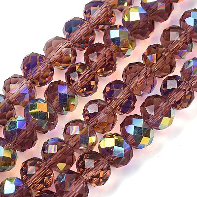 Electroplate Transparent Glass Beads Strands EGLA-A046-01C-11-1