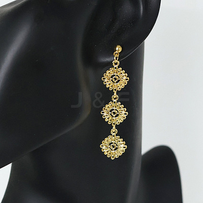 Alloy Flower Stud Dangle Earrings for Women WGBA756-01-1
