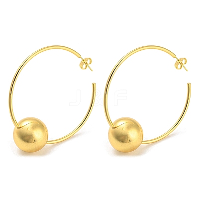 Brass Round Beaded Ring Stud Earrings EJEW-Q785-23G-1