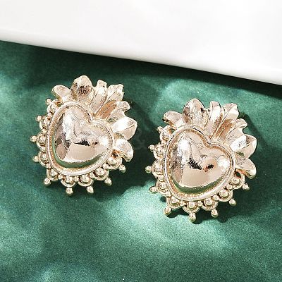 Brass Heart Stud Earrings EJEW-Z131-01KCG-1