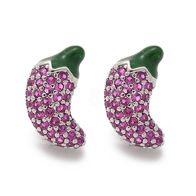 Brass Micro Pave Cubic Zirconia Stud Earrings EJEW-Q015-13P-02-1