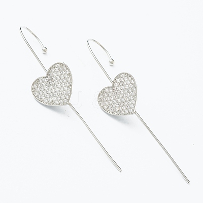 Brass Micro Pave Clear Cubic Zirconia Ear Wrap Crawler Hook Earrings EJEW-J101-20P-1