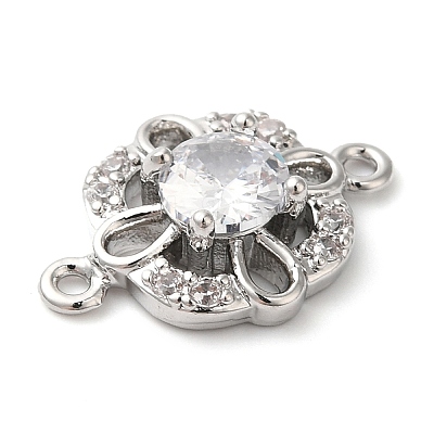 Brass Pave Clear Cubic Zirconia Connector Charms X-KK-G503-32P-1