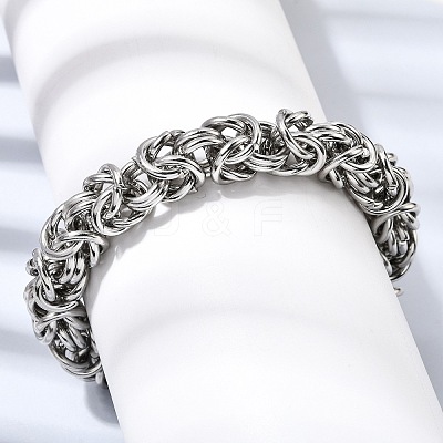 201 Stainless Steel Byzantine Chains Chain Bracelets for Women Men STAS-T077-18P-1