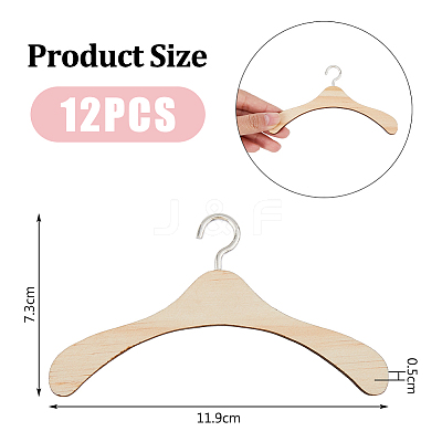 12Pcs Wood Doll Hangers DIY-FH0006-63B-1