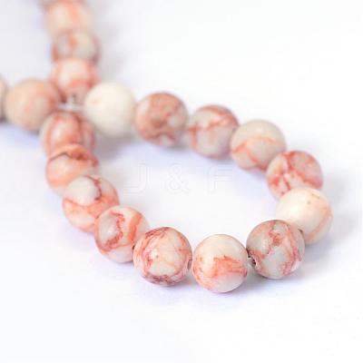 Natural Red Netstone Round Bead Strands G-E334-4mm-06-1