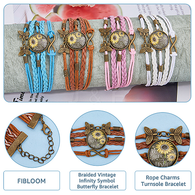 4Pcs 4 Colors PU Leather Cord Multi-strand Bracelets Set BJEW-FI0001-06-1