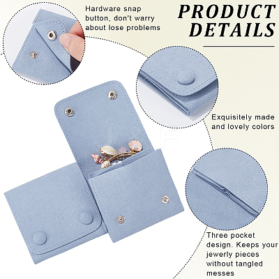 2Pcs Microfiber Cloth Jewelry Storage Bags with Brass Button ABAG-BBC0001-17A-02-1