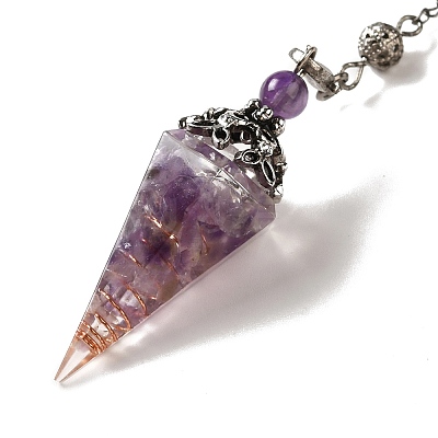 Natural Amethyst Dowsing Pendulum Big Pendants G-H285-02P-03-1
