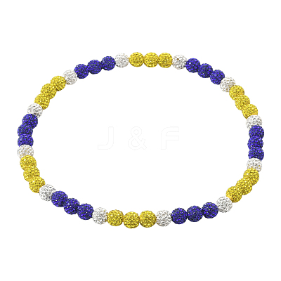 1Pc Polymer Clay Rhinestone Round Beaded Stretch Necklaces NJEW-SP0001-14E-1
