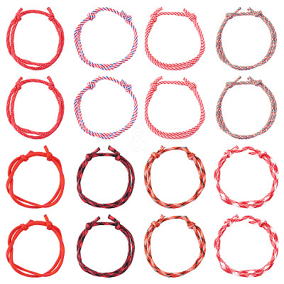 32Pcs 8 Styles Polyester & Spandex Cord Braided Bead Bracelets BJEW-TAC0065-1