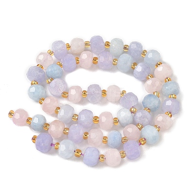 Natural Lavender Amethyst & Aquamarine & Madagascar Rose Quartz Beads Strands G-G271-D01-6x8mm-1