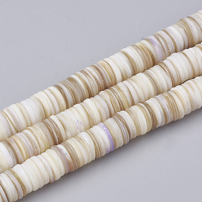 Disc Natural Sea Shell Beads Strands SSHEL-F290-32-1