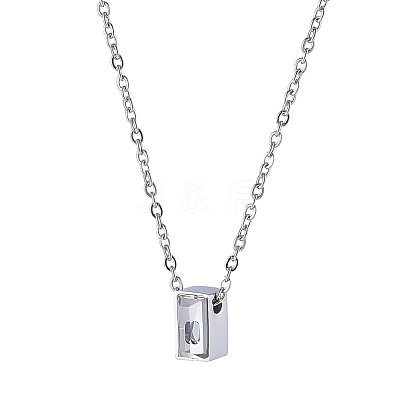 304 Stainless Steel with Clear Glass Rectangle Pendant Urn Ashes Necklaces for Women Men NJEW-WH0013-83P-01-1