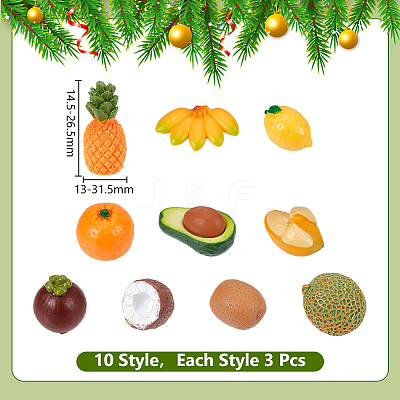30Pcs 10 Styles Resin Fruit Miniature Ornaments DJEW-WR0001-11-1