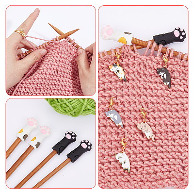DIY Cat & Paw Print Knitting Tool Sets HJEW-NB00096-1