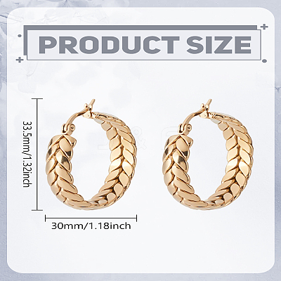 1Pair 201 Stainless Steel Leaf Wrap Hoop Earrings with 304 Stainless Steel Pin for Women EJEW-LP0011-01-1