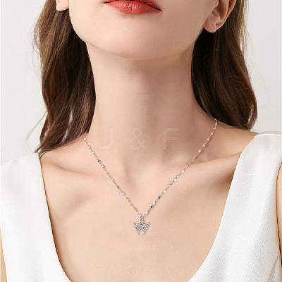 2Pcs 2 Colors Crystal Rhinestone Butterfly Pendant Necklaces Set with Alloy Dapped Chains for Women NJEW-AN0001-67-1