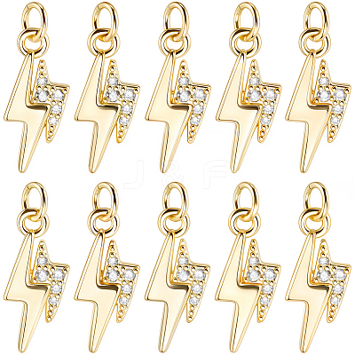 10Pcs Brass Micro Pave Cubic Zirconia Pendants KK-BBC0028-54-1