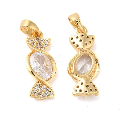 Brass Cubic Zirconia Pendants KK-M243-40G-1