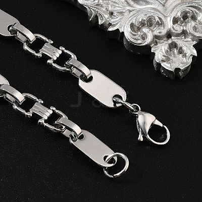 304 Stainless Steel Oval Link Chain Bracelets for Women Men BJEW-A033-04P-1