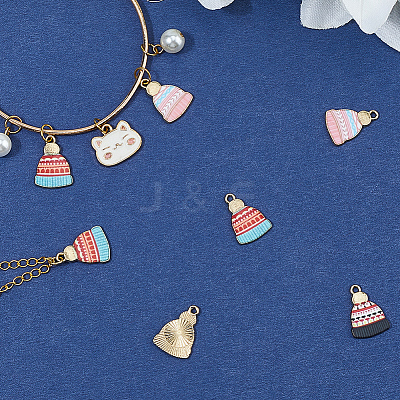 30Pcs 5 Colors Winter Theme Printed Alloy Pendants FIND-SC0019-61-1