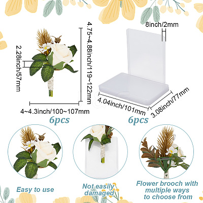 Silk Cloth Artificial Flower Boutonniere AJEW-DR0001-55D-1