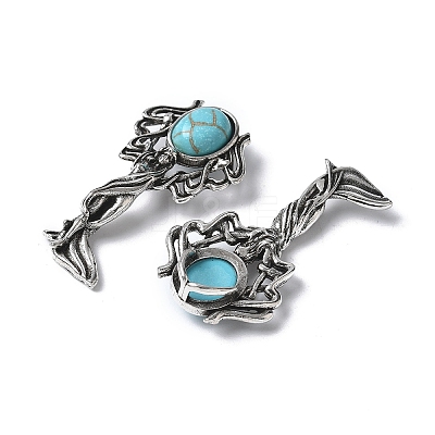 Angel Brass Synthetic Turquoise Pendants KK-D361-02AS-13-1