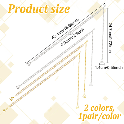 2 Pairs 2 Colors Rhinestone Chain Non-slip Bra Straps FIND-GO0002-48-1