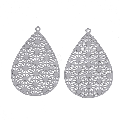 430 Stainless Steel Filigree Pendants X-STAS-S108-25A-01-1
