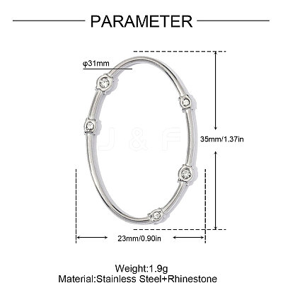 304 Stainless Steel with Crystal Rhinestone Pendants RB-OY001-80P-01-1