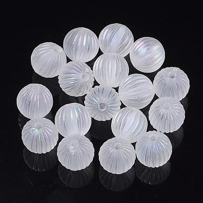 Transparent Corrugated Melon Acrylic Beads LS-X-TACR-R142-01-1