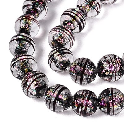 Handmade Foil Glass Lampwork Beads Strands FOIL-Q002-09E-1