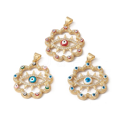 Rack Plating Brass Enamel Pendants KK-D087-27G-1