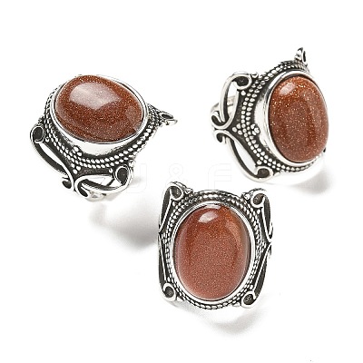 Synthetic Goldstone Adjustable Rings RJEW-I108-02AS-01-1
