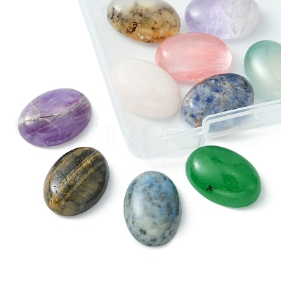 10Pcs Natural Mixed Gemstone Cabochons G-FS0005-68-1