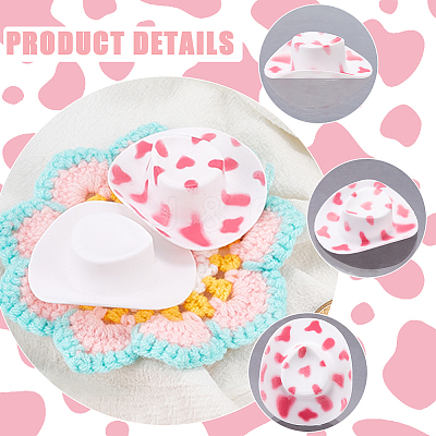20Pcs 5 Styles Plastic Mini Western Cowboy Cowgirl Hat DOLL-CP0001-05-1