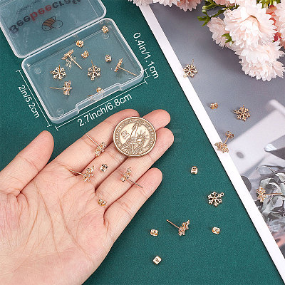 20Pcs Brass Cubic Zirconia Ear Stud Findings KK-BBC0004-97-1