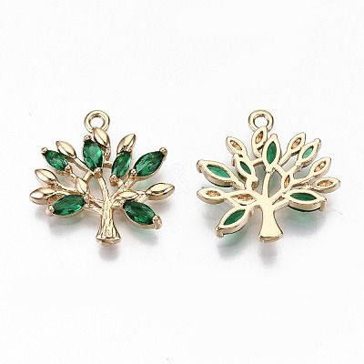 Brass Micro Pave Cubic Zirconia Pendants KK-S359-020C-RS-1