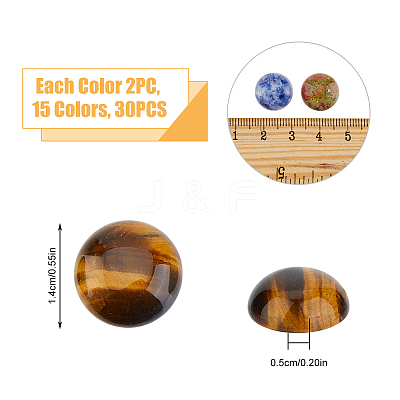 30Pcs 15 Style Natural & Synthetic Mixed Gemstone Cabochons G-FH0002-30-1