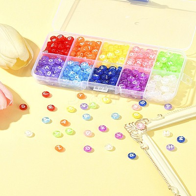 500Pcs 10 Colors Transparent Acrylic Beads TACR-FS0001-57-1
