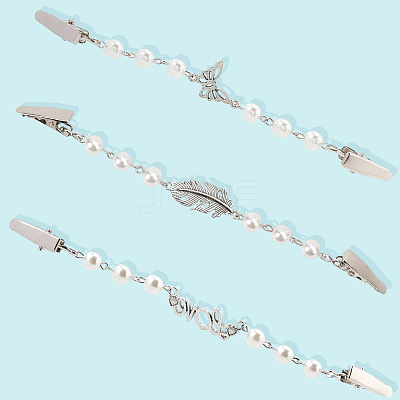3Pcs 3 Styles Platinum Alloy Sweater Clips AJEW-GF0011-39-1