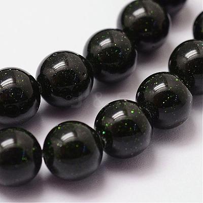 Synthetic Green Goldstone Beads Strands G-N0178-02-8mm-1