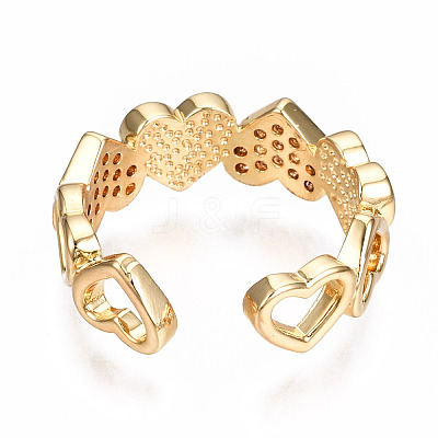 Brass Micro Pave Clear Cubic Zirconia Cuff Rings RJEW-N035-013-NF-1